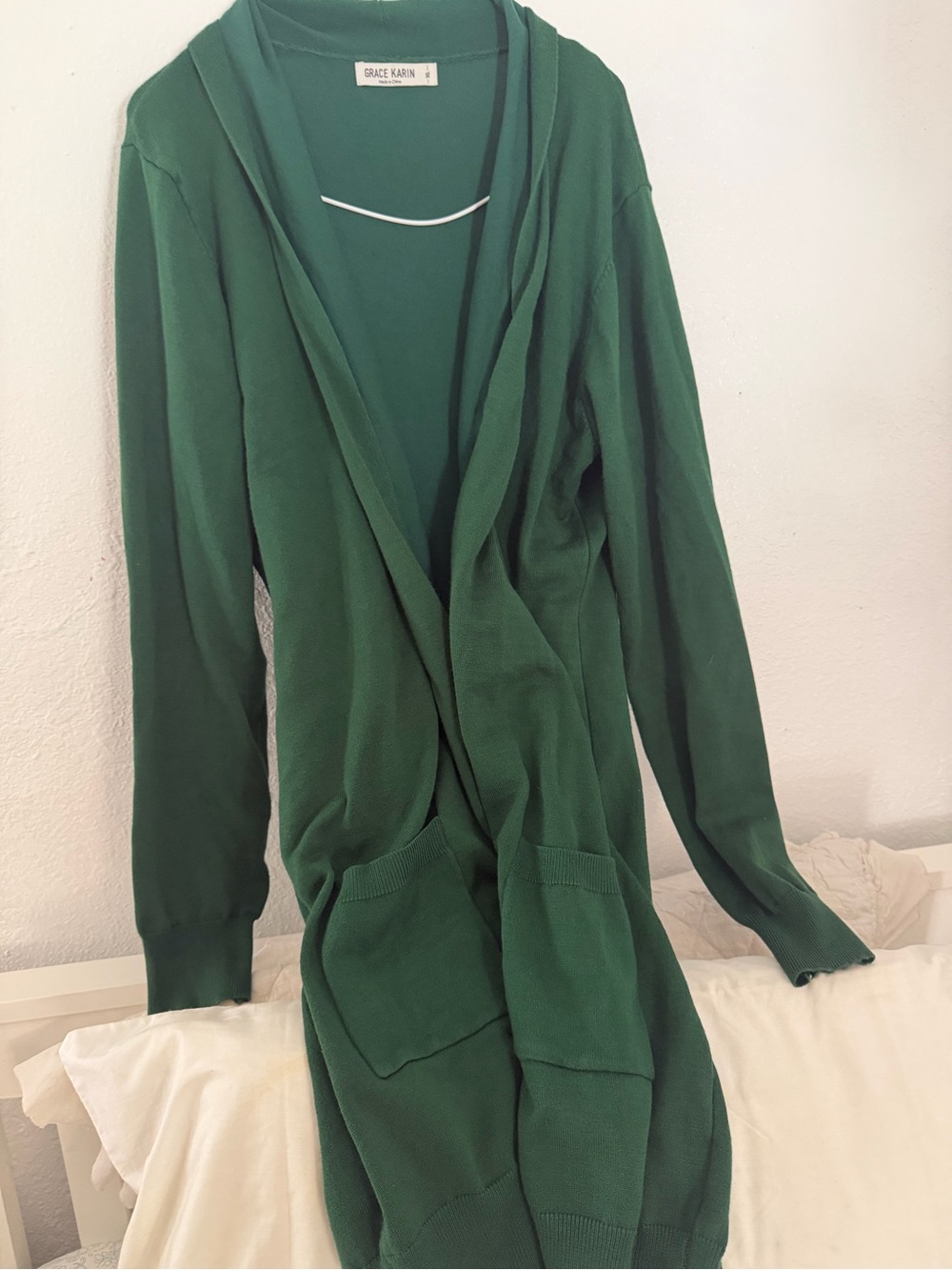 Grace Karin Emerald Green Hooded Open-Front Cardigan